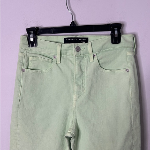 Veronica Beard Carly Kick Flare Pistachio High Rise Crop Jeans - Picture 4 of 7